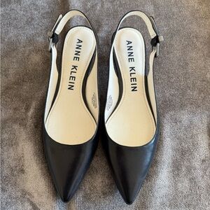 Anne Klein Black Pointed Toe Slingback Heels